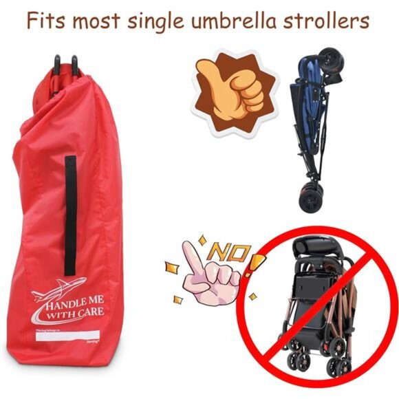 Stroller travel bag airplane red single umbrella stroller protective cover - Picture 4 of 8
